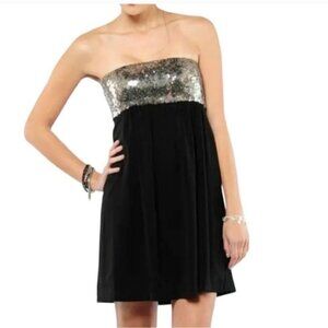 THEORY | Lensley dress strapless sequins black Wool Silk sz 2